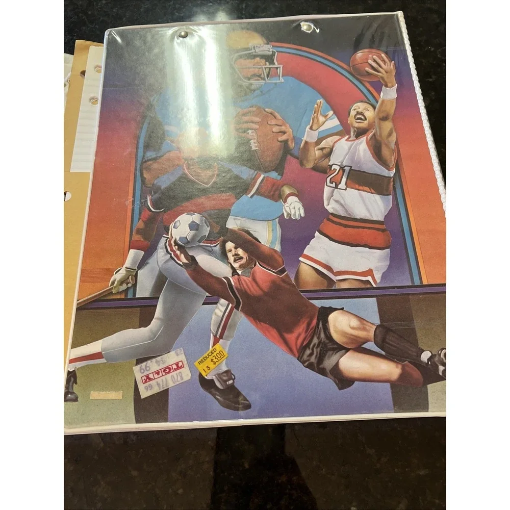 Vintage Mead The Organizer School Binder Sports‎ Football Basketball Soccer Ball